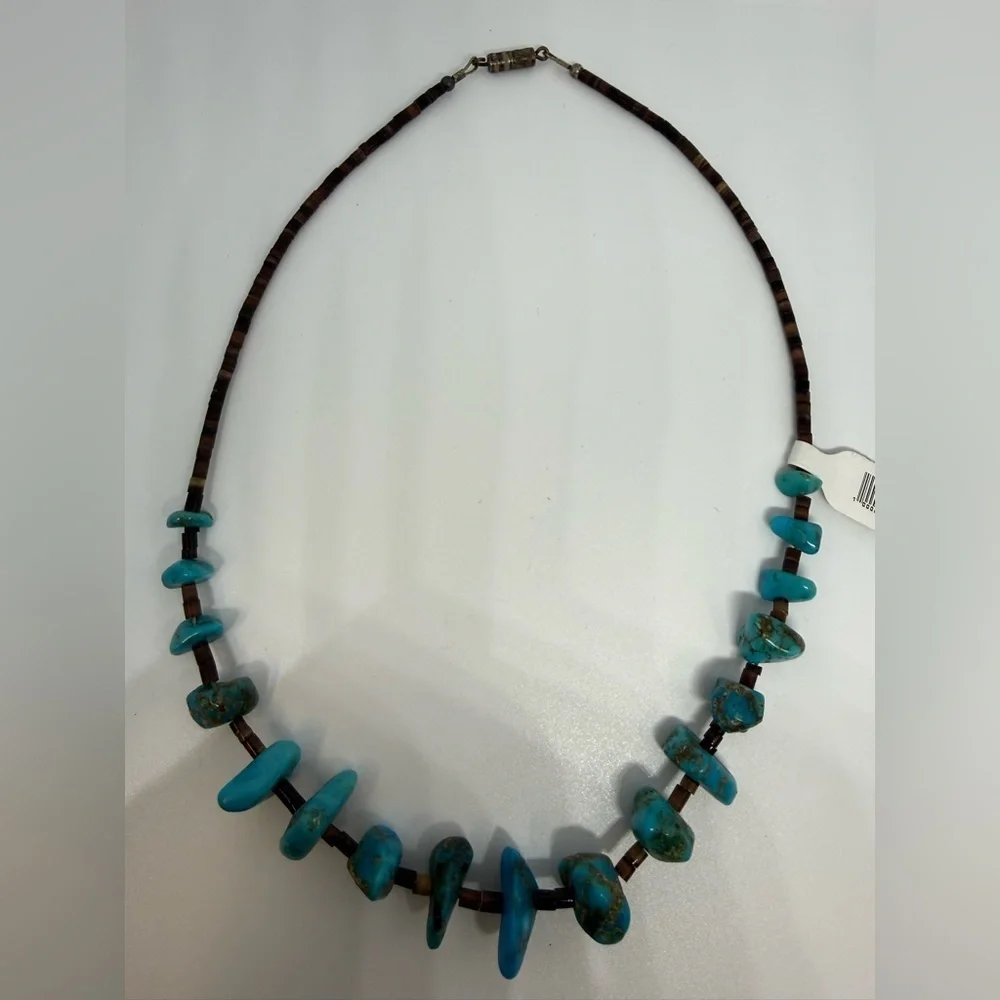 Genuine Turquoise Nugget & Heishi Bead Necklace